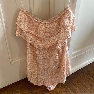 Urban outfitters orange pattern strapless romper